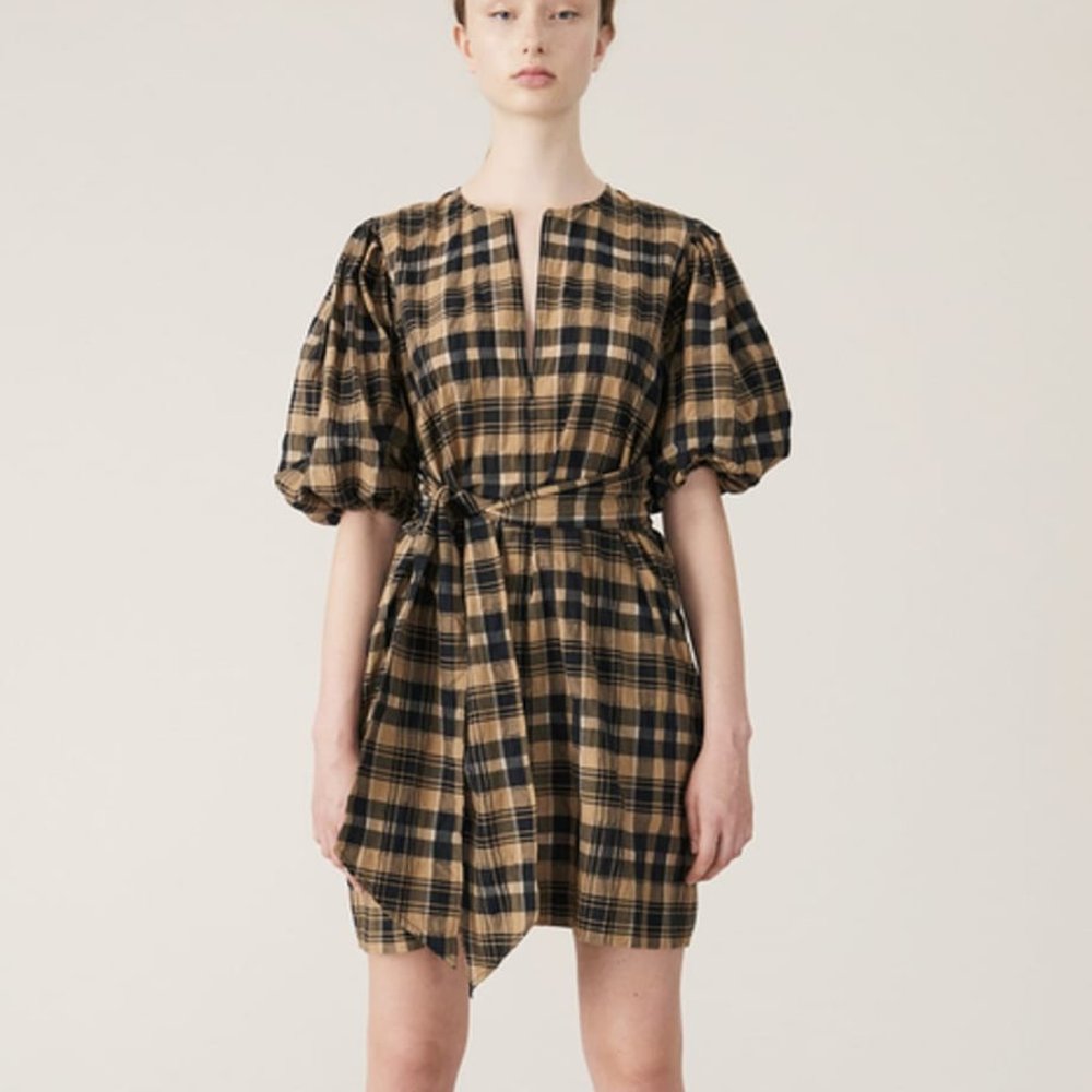 Ganni Seersucker Check Dress